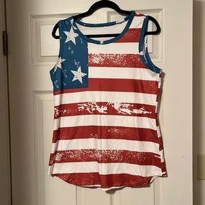 Patriotic long tank top/swimsuit coverup size S